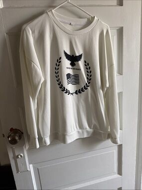 Men's White Graphic Crewneck Sweater